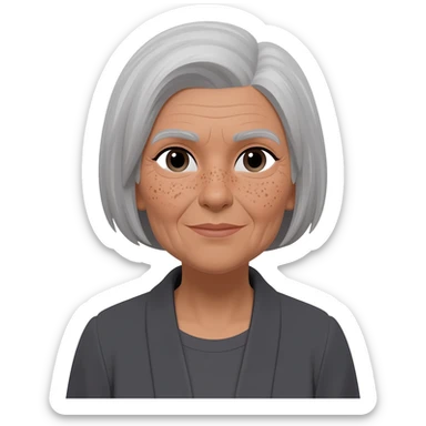 grandma, short hair, tan, dark grey, freckles sticker