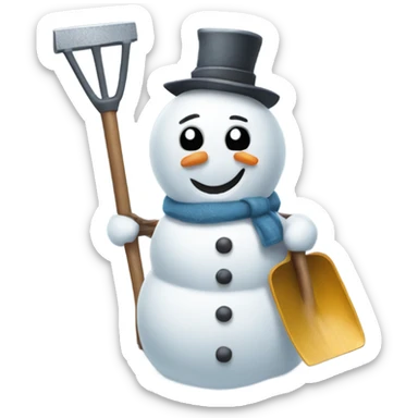 Snowman holding shovel  sticker