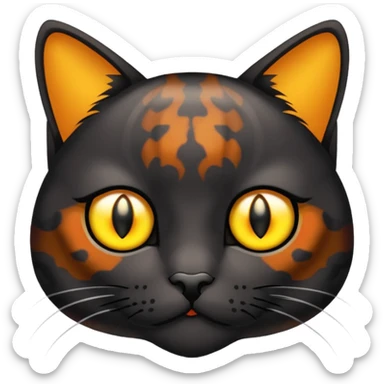 Black tourtishell cat yellow eyes sticker