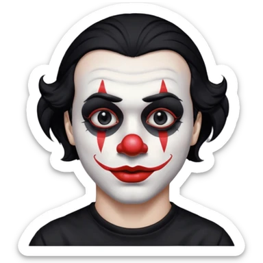man with black hair only black and white clown makeup black eye makeup black lipstick black t-shirt sticker