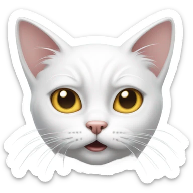 annoyed white cat showing claws sticker