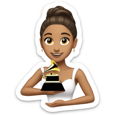 ariana grande holding grammy sticker