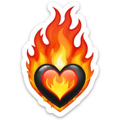 Black heart with flames  sticker