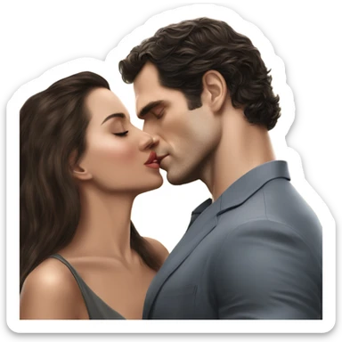 realistic photo of Henry Cavill kissing a beautiful female model while touching her cheek sticker