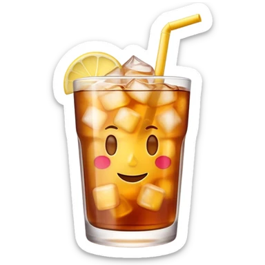 Cinematic Realistic Thai Ice Tea Drink Emoji, depicted as a chilled glass of sweet, creamy iced tea rendered with vivid textures and refreshing, dynamic lighting. sticker