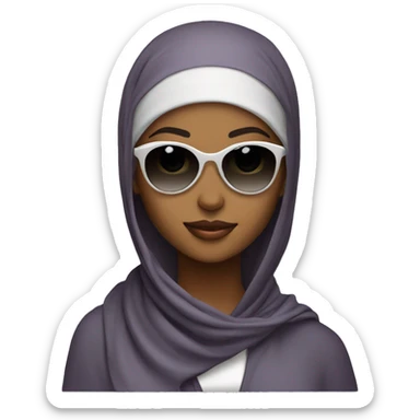 Pretty model Muslim Somali girl with sunglasses and sun hat sticker
