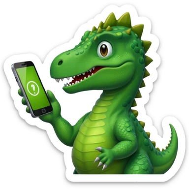 Dinosaur with phone sticker
