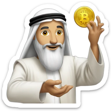 The sheikh is throwing bitcoins around sticker
