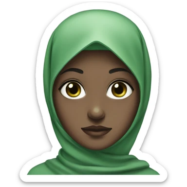 a pale girl with green eyes and a black hijab sticker