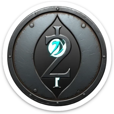 Minimal emoji, gothic metal coin made of black steel, engraved number 2 at the center, ancient industrial aesthetic, worn metal texture, no glow, no neon, flat emoji design, centered, transparent background sticker