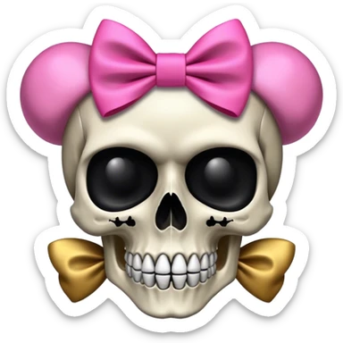 Skull with a pink bow with a male counterpart (all black and gold) sticker