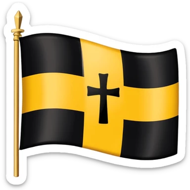 Each flag features a gold cross symbol, likely a Coptic cross, on a black and yellow background with horizontal stripes. 
 sticker