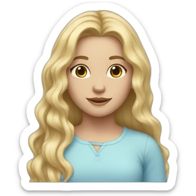 Girl with blonde long hair with her hair ends in pastel blue sticker