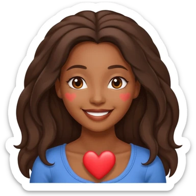 Cute African American woman with long hair,  heart eyes smiling sticker