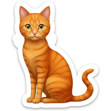 full body solid orange domestic shorthair slim cat with yellow/orange eyes sitting sticker