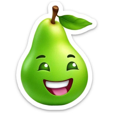 Shiny Green Cute pear with tongue sticker