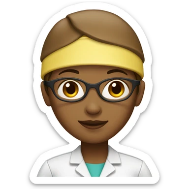girl surgeon with cap and coat on yellow skin brown hair sticker