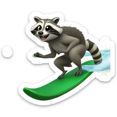Raccoon surfing on an alligator  sticker