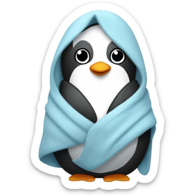 Cozy penguin in light blue blanket  sticker