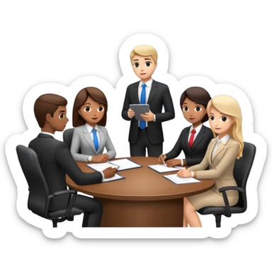 a group of coworkers in meeting room sticker