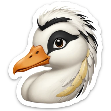 goose with long black hair and swoop bangs over one eye sticker