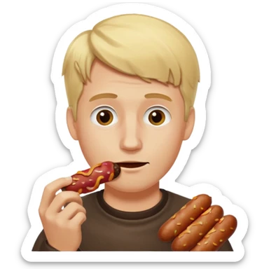 Hombre Rubio con una salchipapas pero la salchicha está quemada sticker