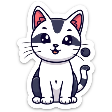 cat at a window with bold outline and cute expression sticker