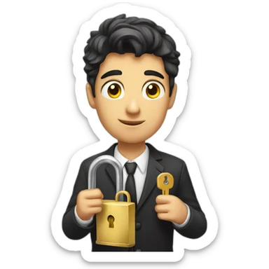 Classy young man struggling to get a key into a lock sticker