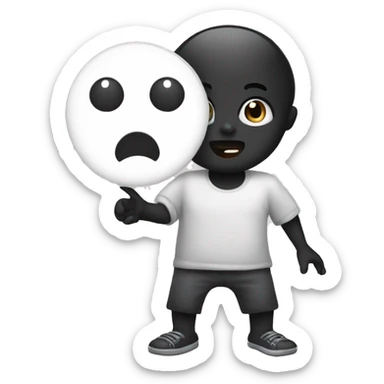 black and white dot begging for food  sticker