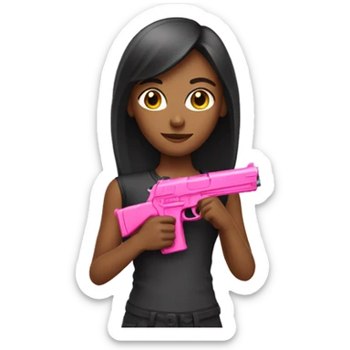 Girl holding pink gun sticker