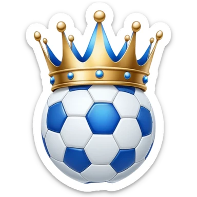 Blue crown on soccer ball sticker