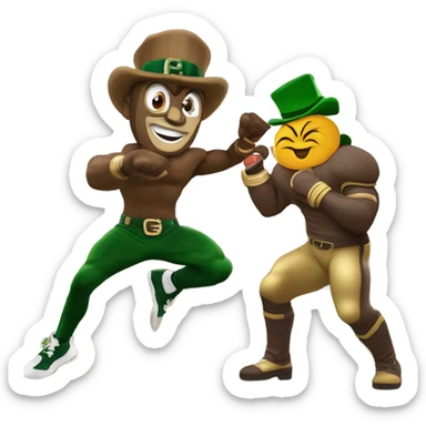 Brutus buckeye, punching, the Notre dame leprechaun  sticker