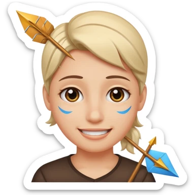 smile,two tears, arrow eyes and head tilted a little sticker