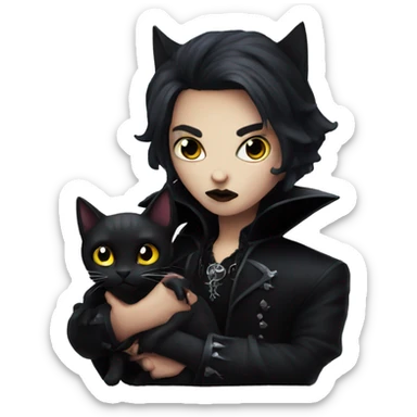 goth vampire holding black cat sticker