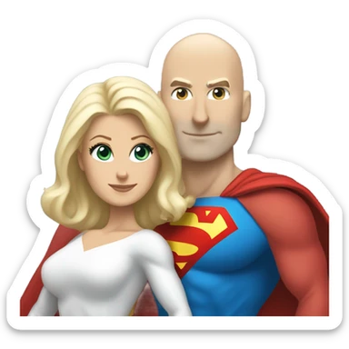 Bald white Superman and blonde superwoman sticker