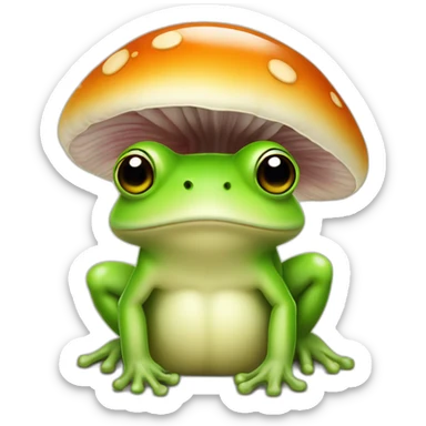 Grenouille kawaii avec un champignon sur la tête sticker