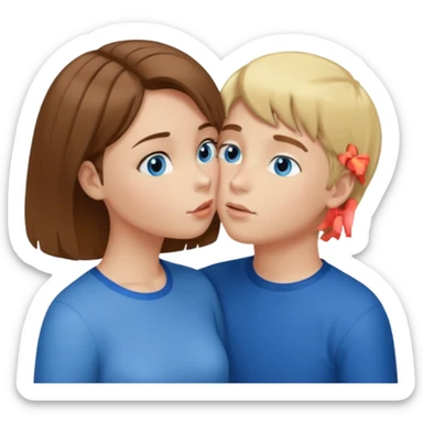 una ragazza con il caschetto marrone che bacia un ragazzo con i capelli biondi e gli occhi azzurri sticker