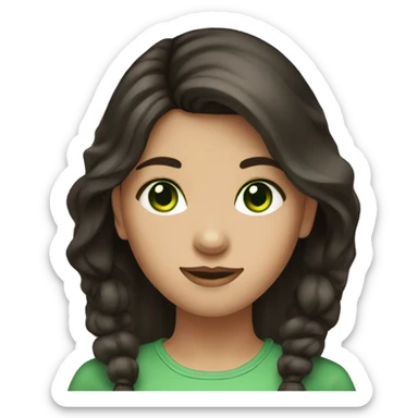 girl with dark brown hair and green eyes sticker