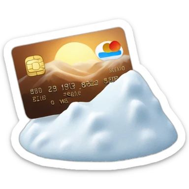 Mound of white snow with a credit card sticker