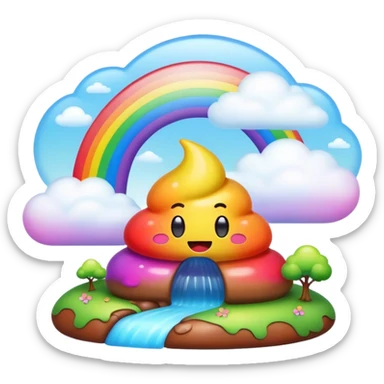 rainbow poop emoji dreamy landscape  sticker