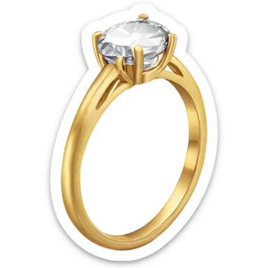 Gold engagement ring with an oval diamond on the top held by four prongs sticker