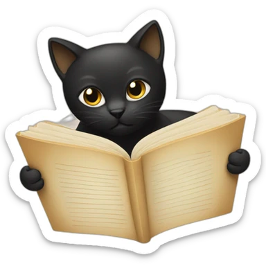 Beige and black cats reading book sticker