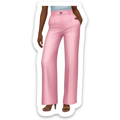 Realistic isolated pair of high waist long wide leg dressy casual pants in pink sticker