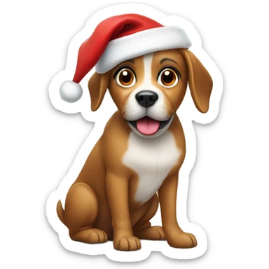 Dog wearing Santa hat sticker