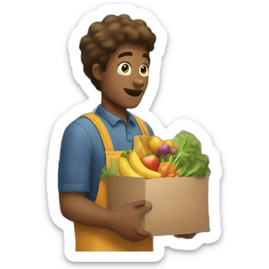 man picking up stuff from the supermarket aisle  sticker