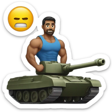 muscular man on tank sticker