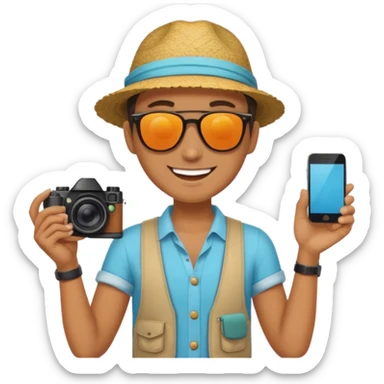 fotographer with summer clothes and sun glasses sticker