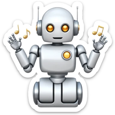 robot cartoon simple kid toy white innocent funny gudget chatGPT round adorable musical sticker