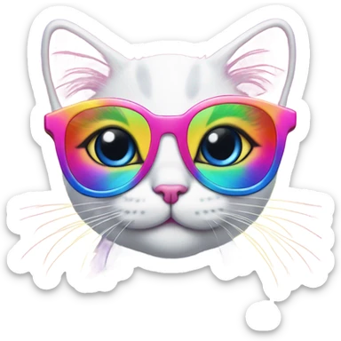 Lisa frank rainbow kitten with glasses sticker