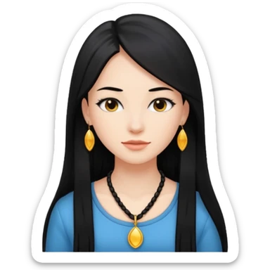 mujer joven con piel blanco y pelo largo negro y lacio sticker